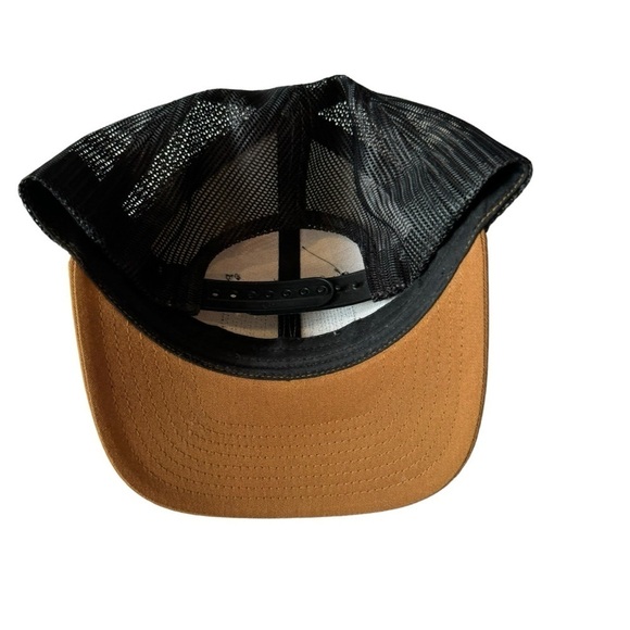 UP NORTH TRADING COMPANY Gold Tofte Text Patch Snapback Trucker Hat Cap - Picture 6 of 7